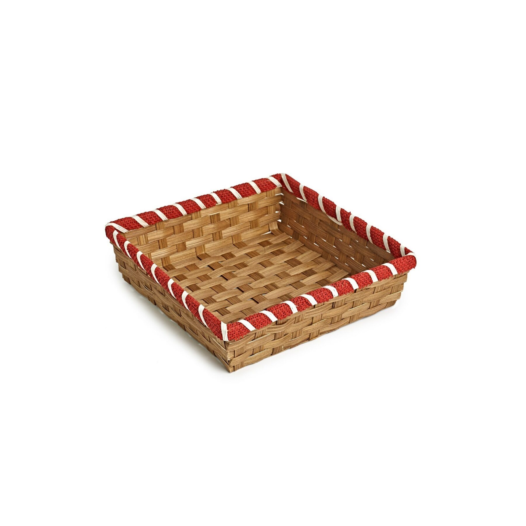 Square Bamboo Tray with Red Border