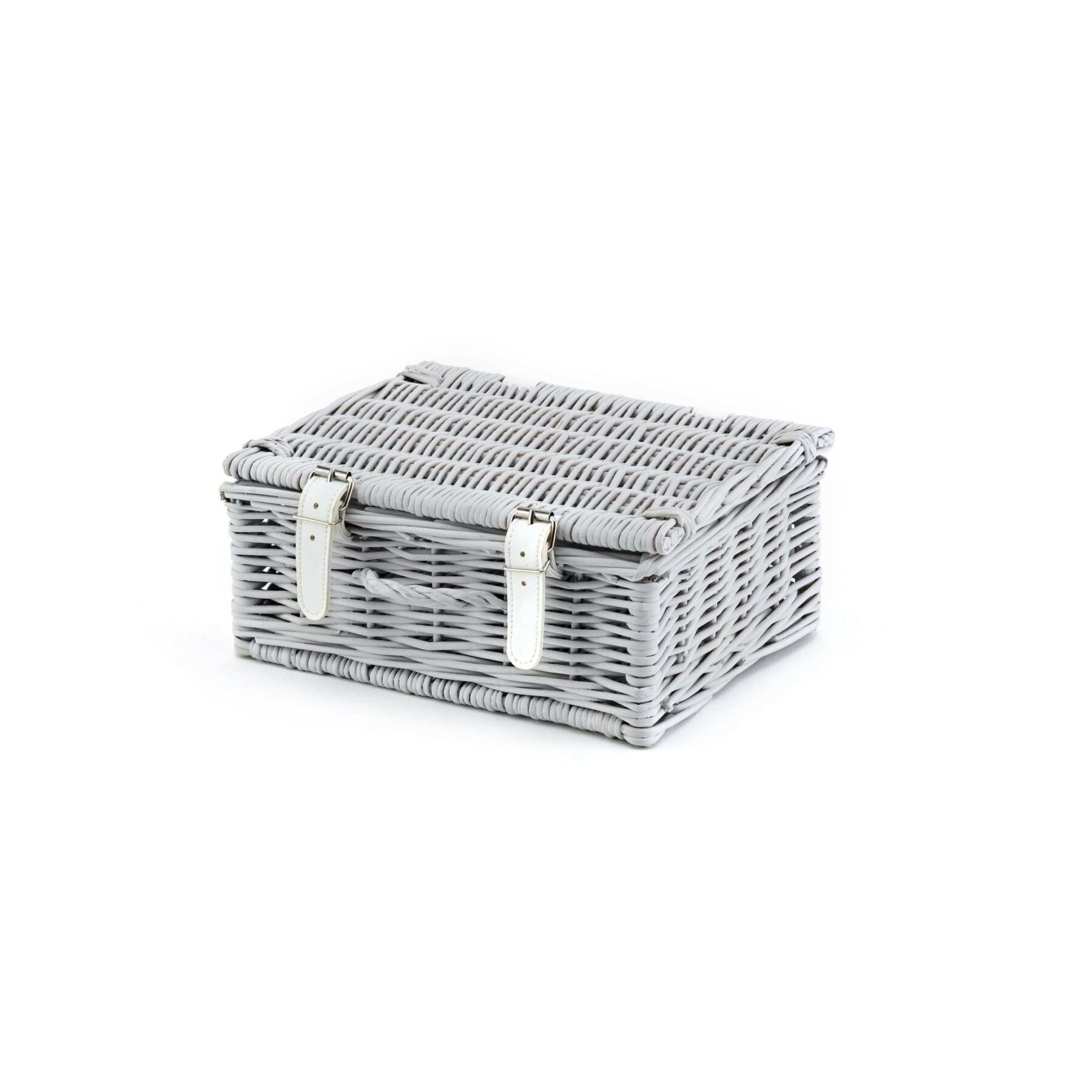 10 Inch Wicker Hamper Basket - Light Grey - Image 1