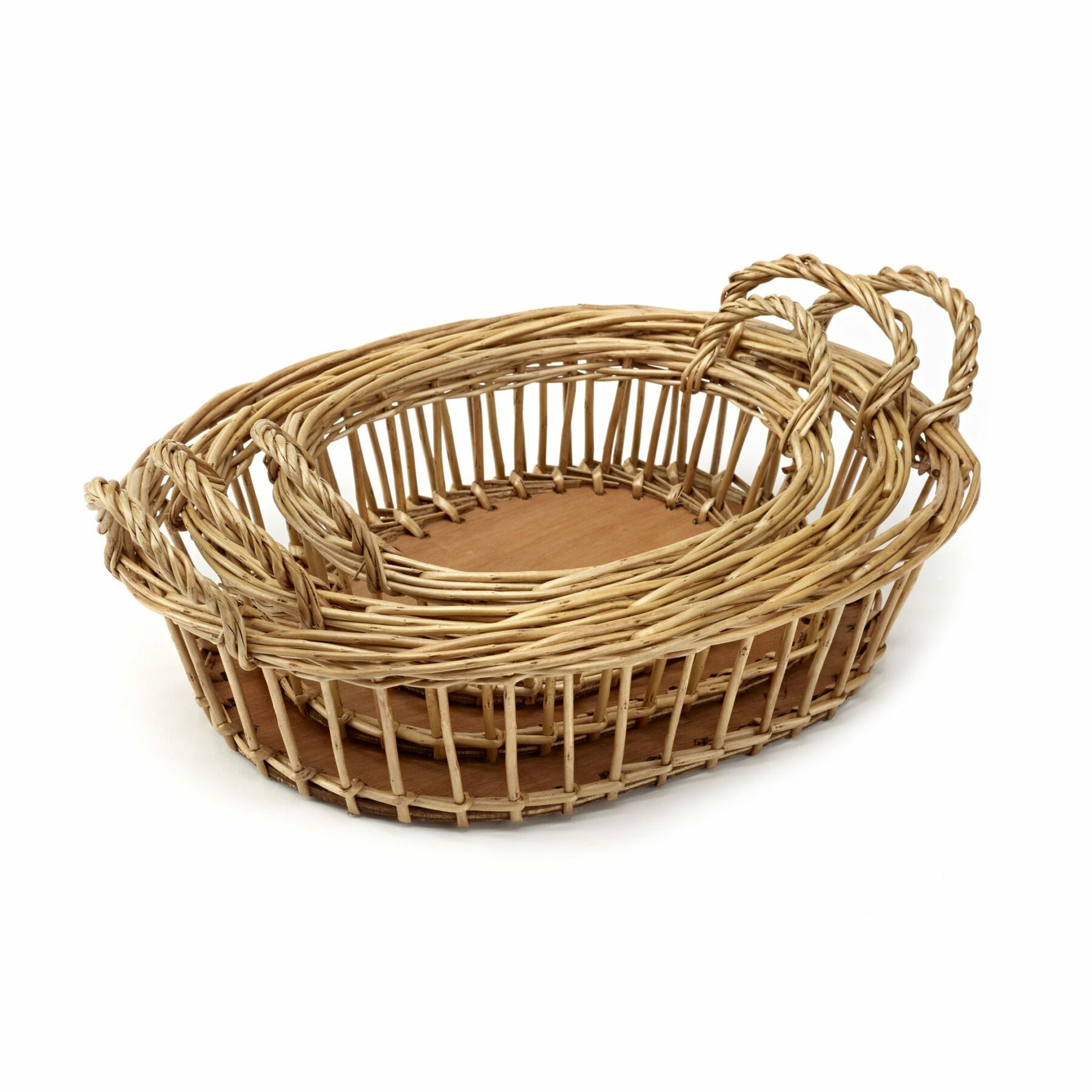 Set of 3 Oval Baskets with Handles