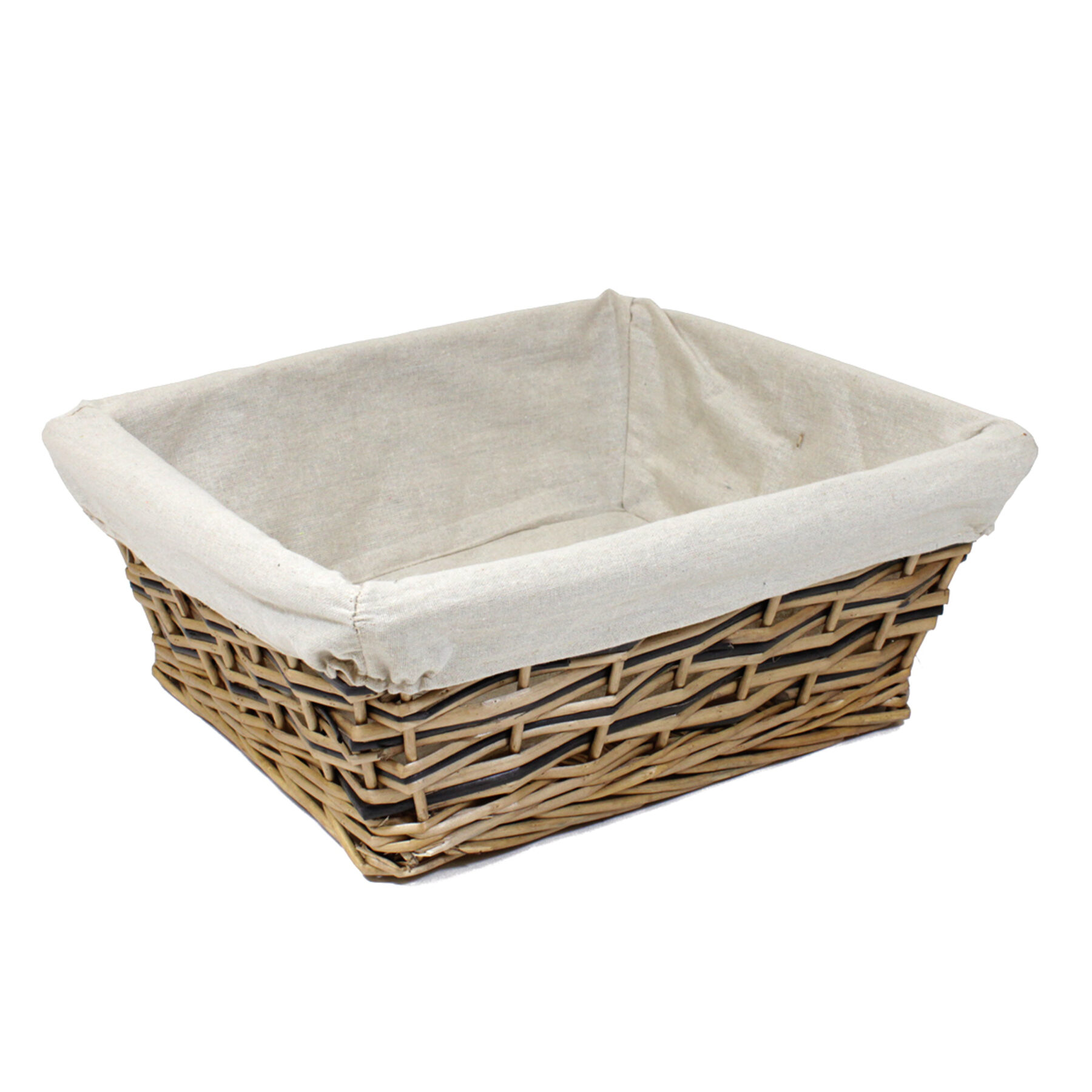 Large Lined Wicker Tray