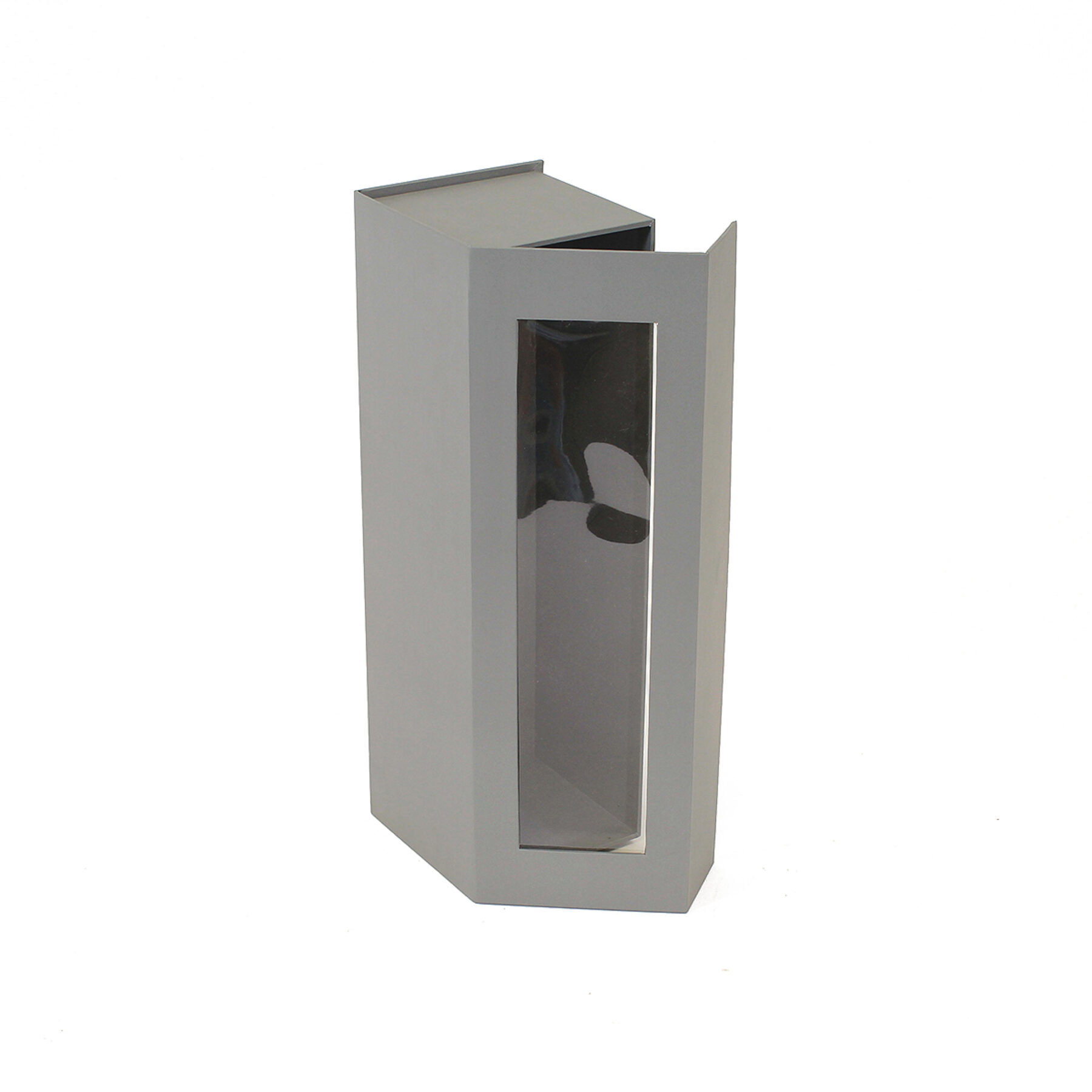 Card Wine Box with Window - Grey - Front
