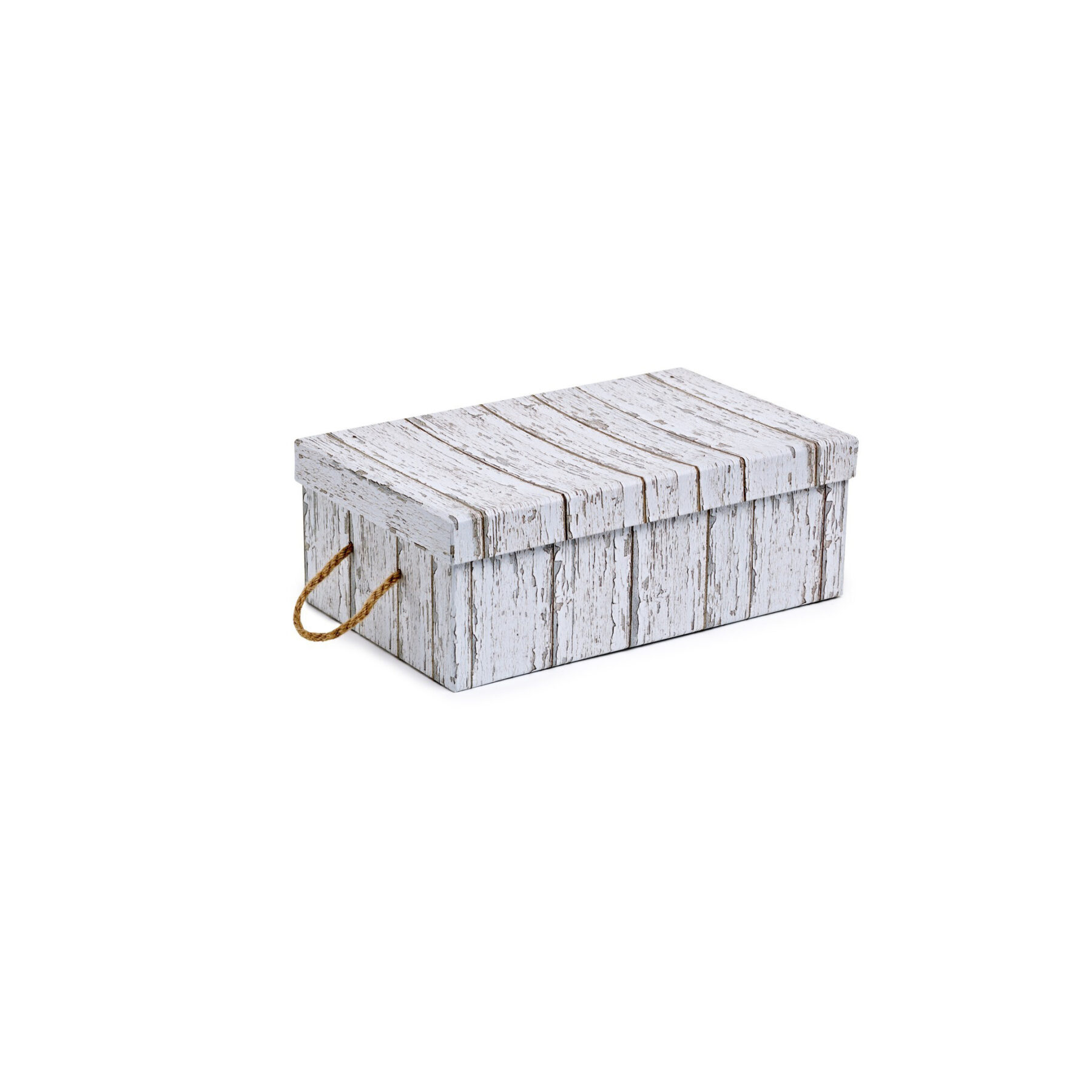 Small Hamper Box - White Wood Print