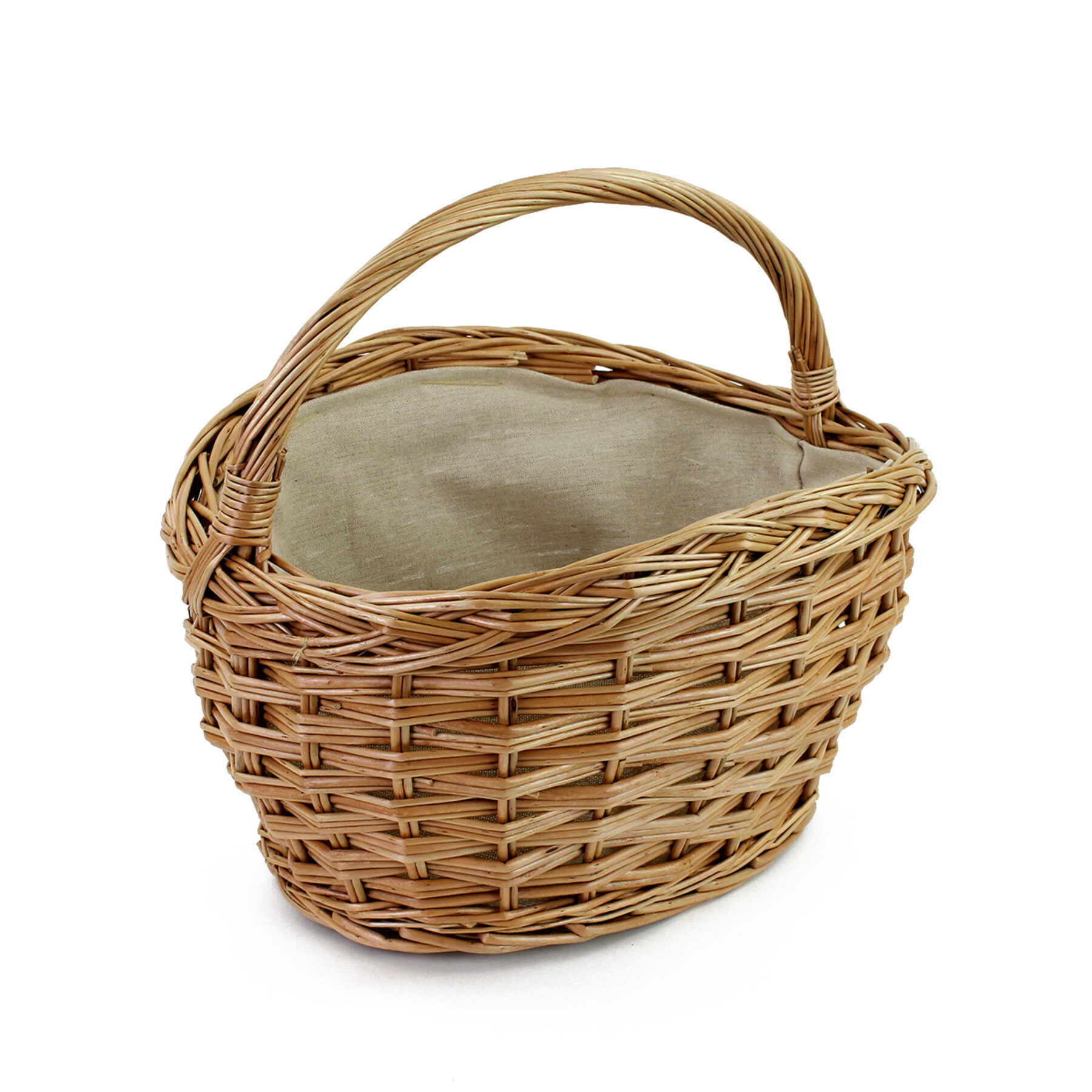Wicker Shopping Basket - Lined - side view
