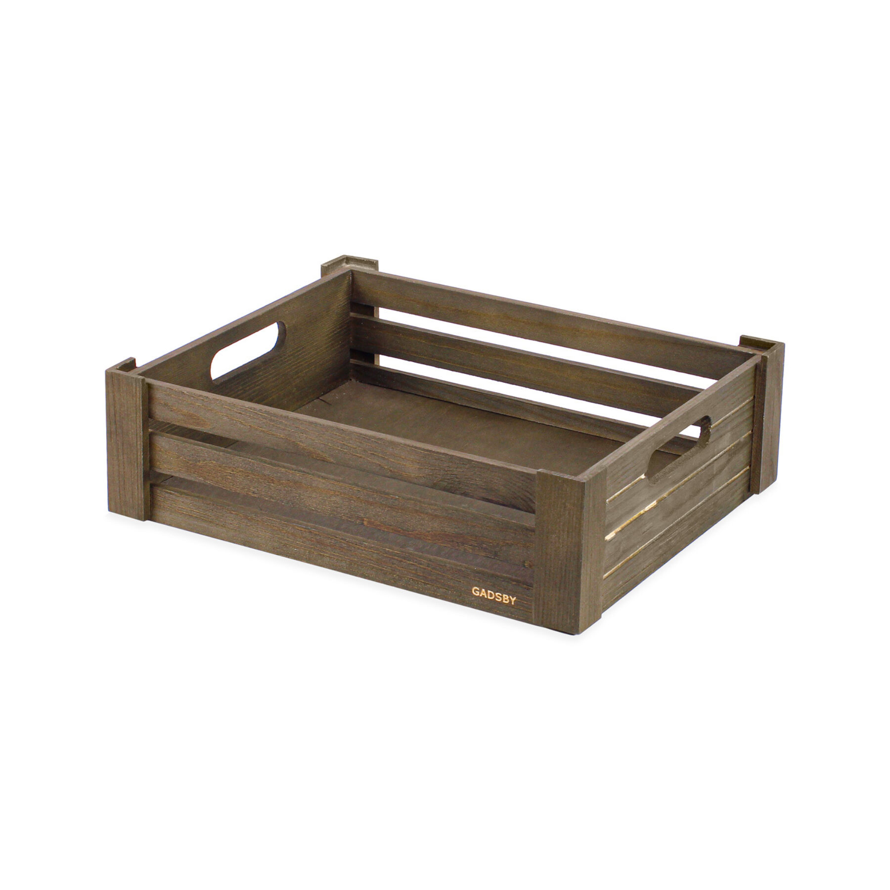 1/2 GN Olive Grey Shallow Wooden Crate