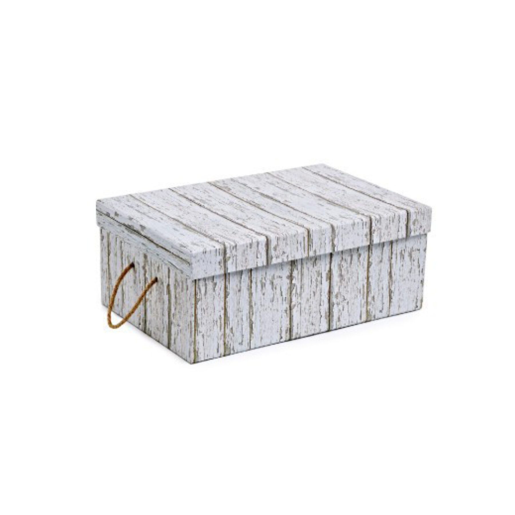 Medium Hamper Box - White Wood Print