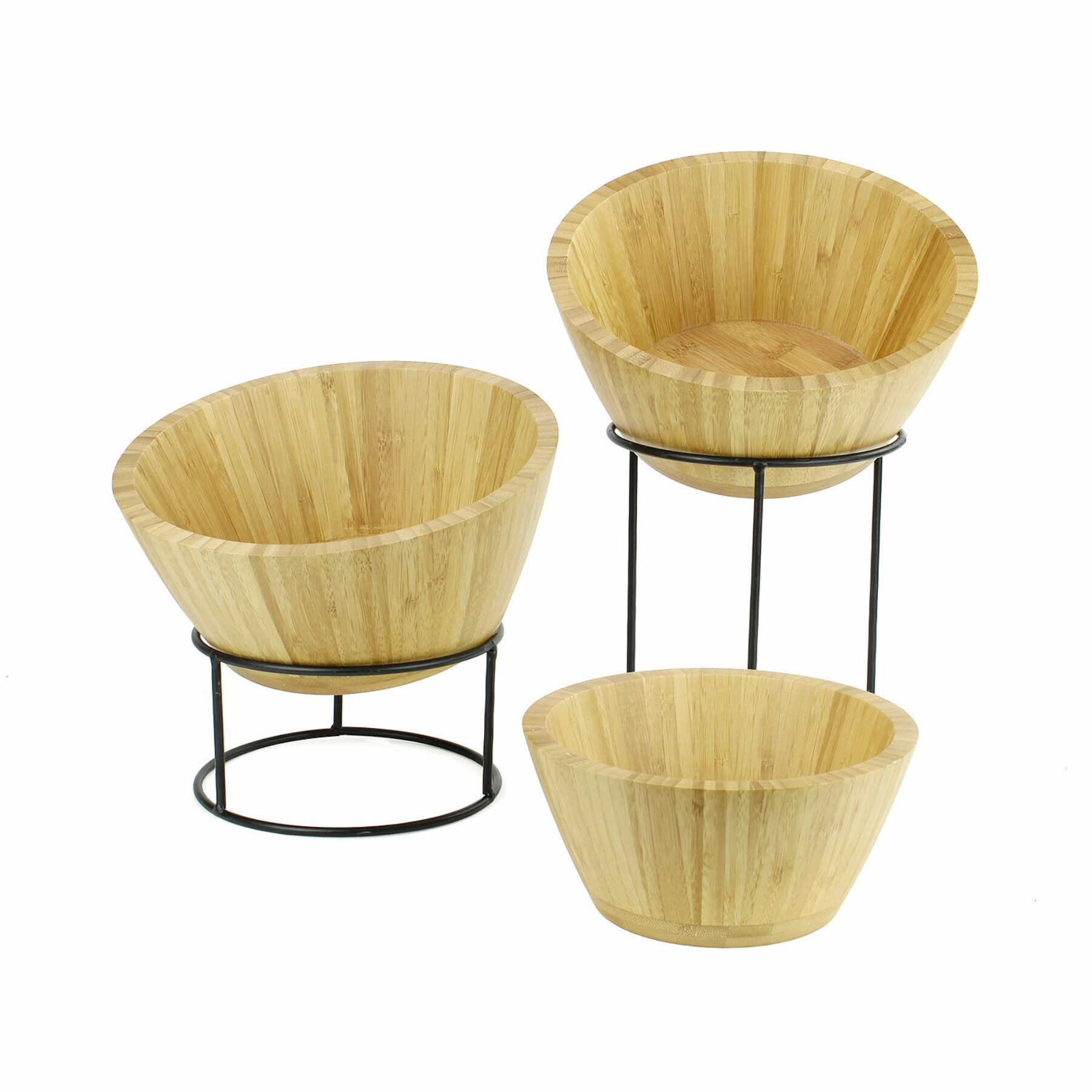 Round Metal Display Riser Set - Bamboo Bowls