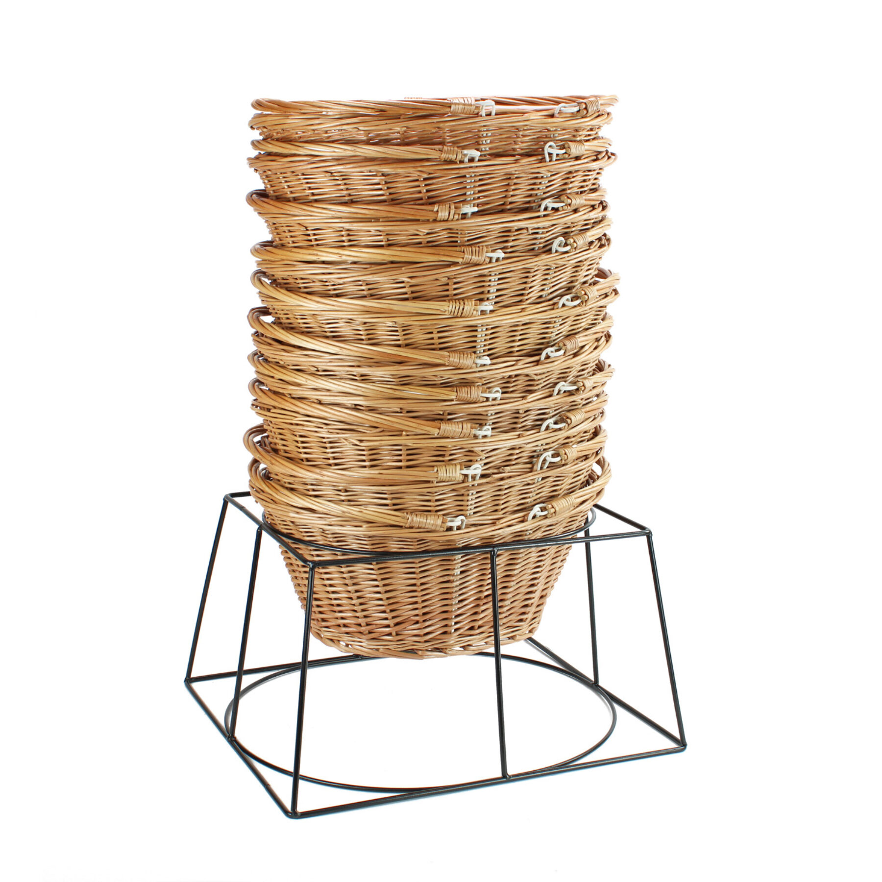 10 Shopping Baskets & Metal Stand - Buff