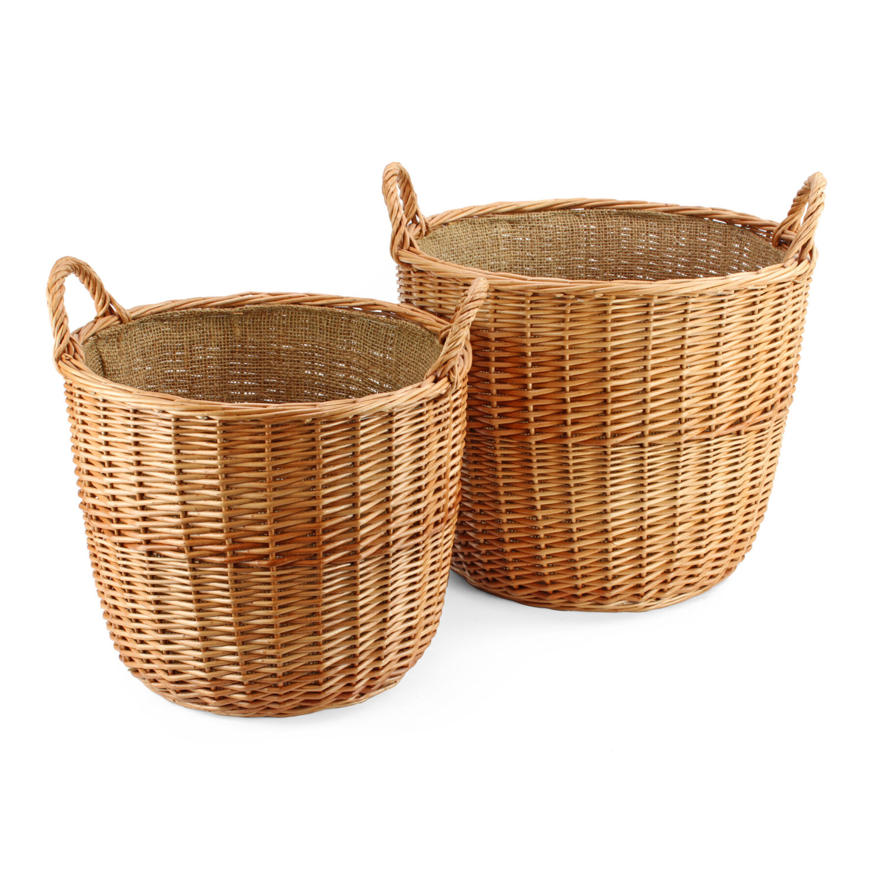 Set of 2 Lined Wicker Storage Baskets
