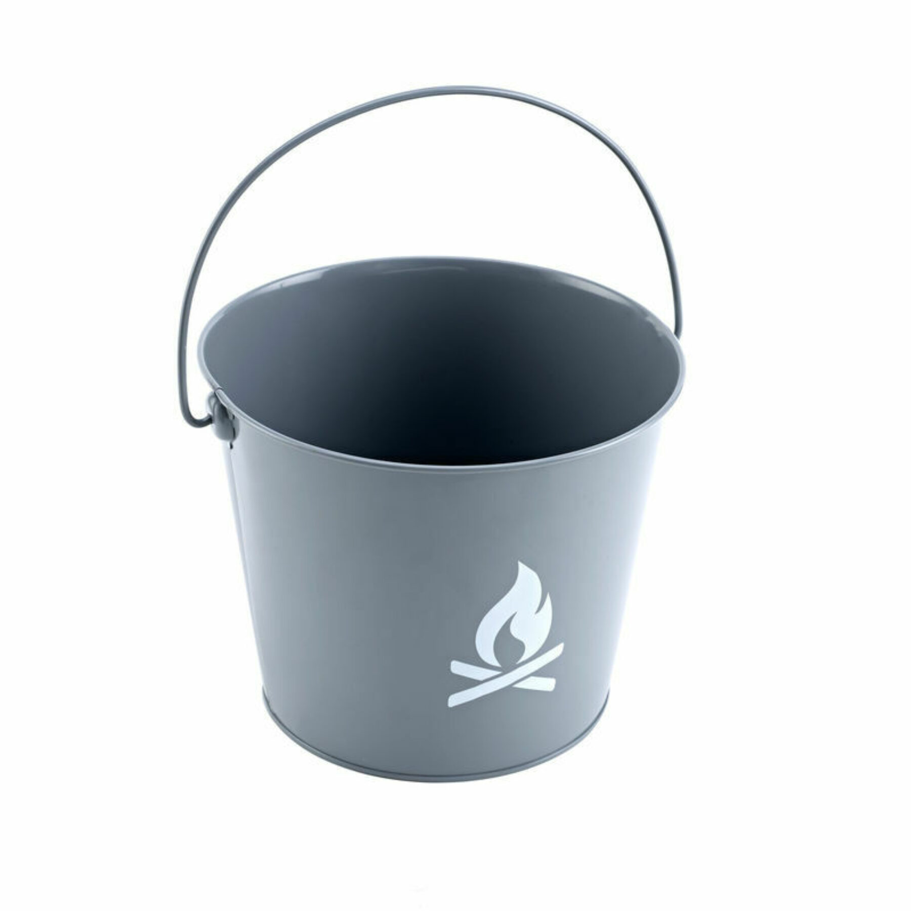 Large Grey Metal Bucket with Kindling Logo