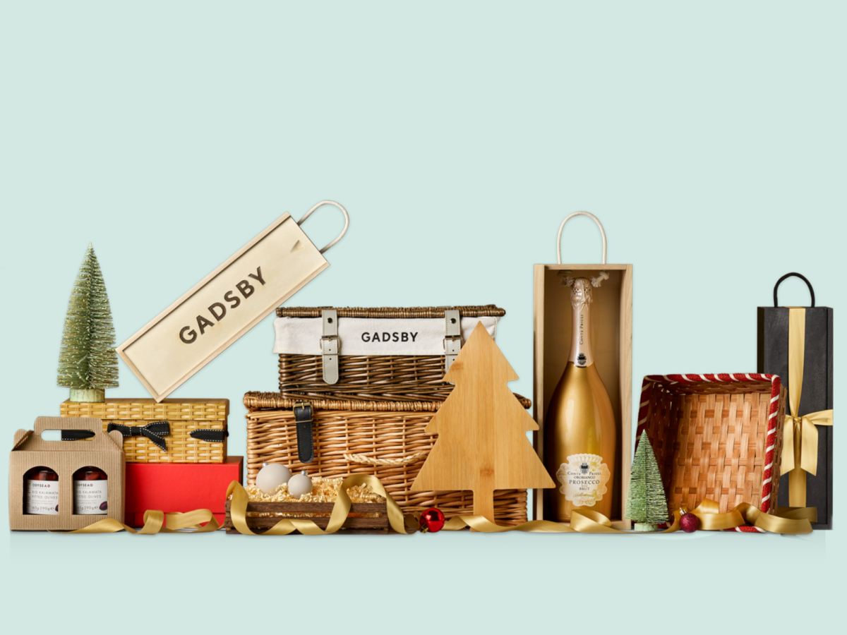 Selection of Christmas hampers and gift packaging