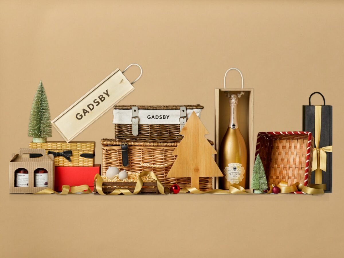 Selection of different hampers, trays and cardboard boxes
