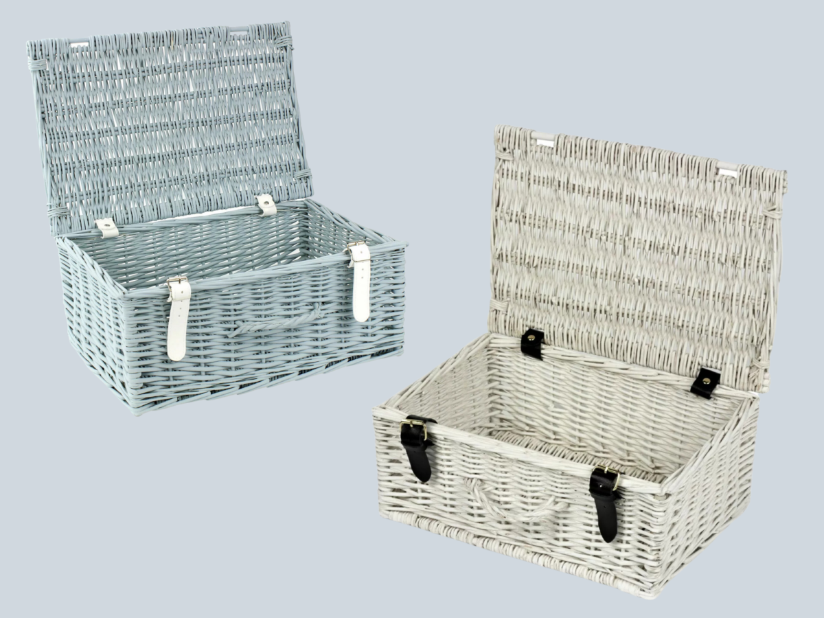 White and light grey hampers