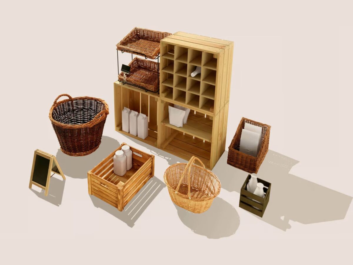 Display updates for spring featuring Cratewall, baskets, crates and more