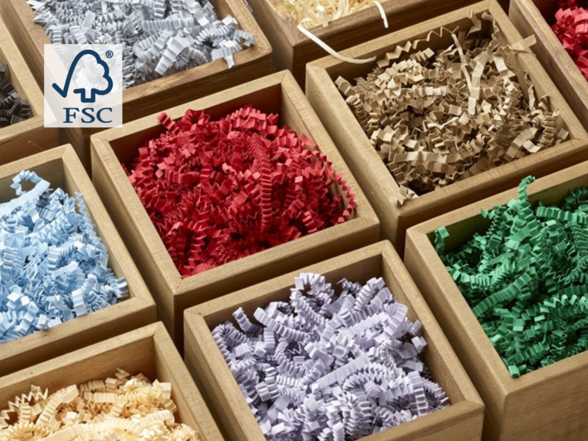 eco friendly FSC approved shredded paper and wood wool