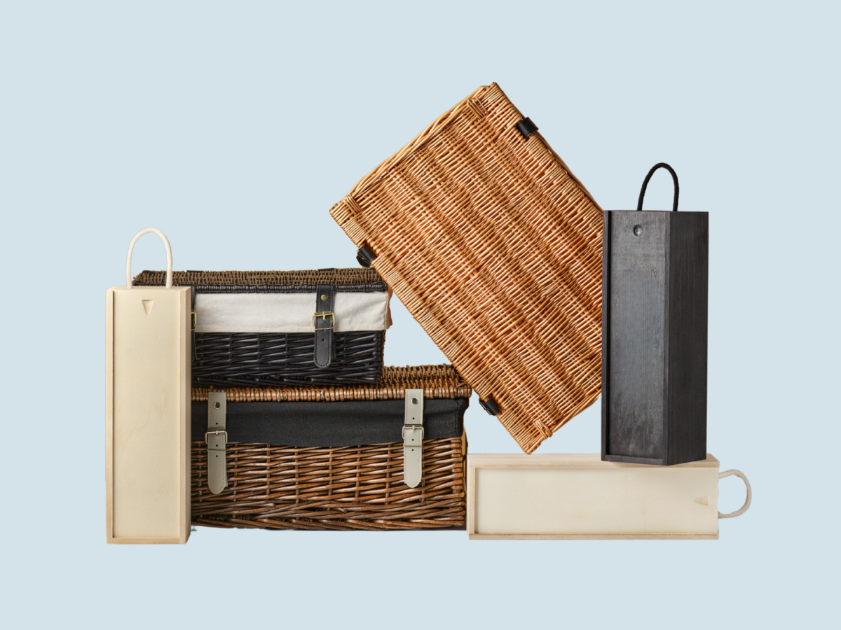 Our sustainable product picks including wicker hampers, wooden boxes and more