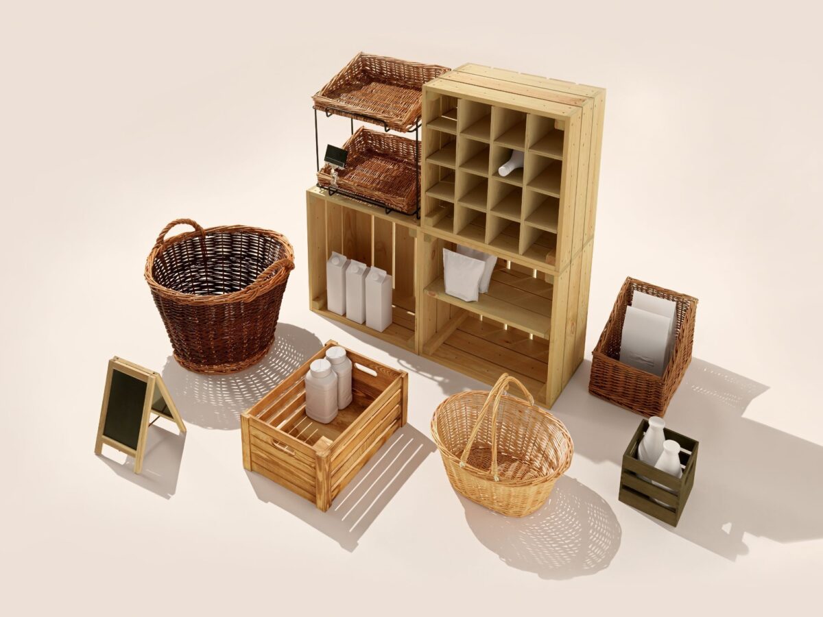Range of different retail products including CrateWall, display baskets and shelving