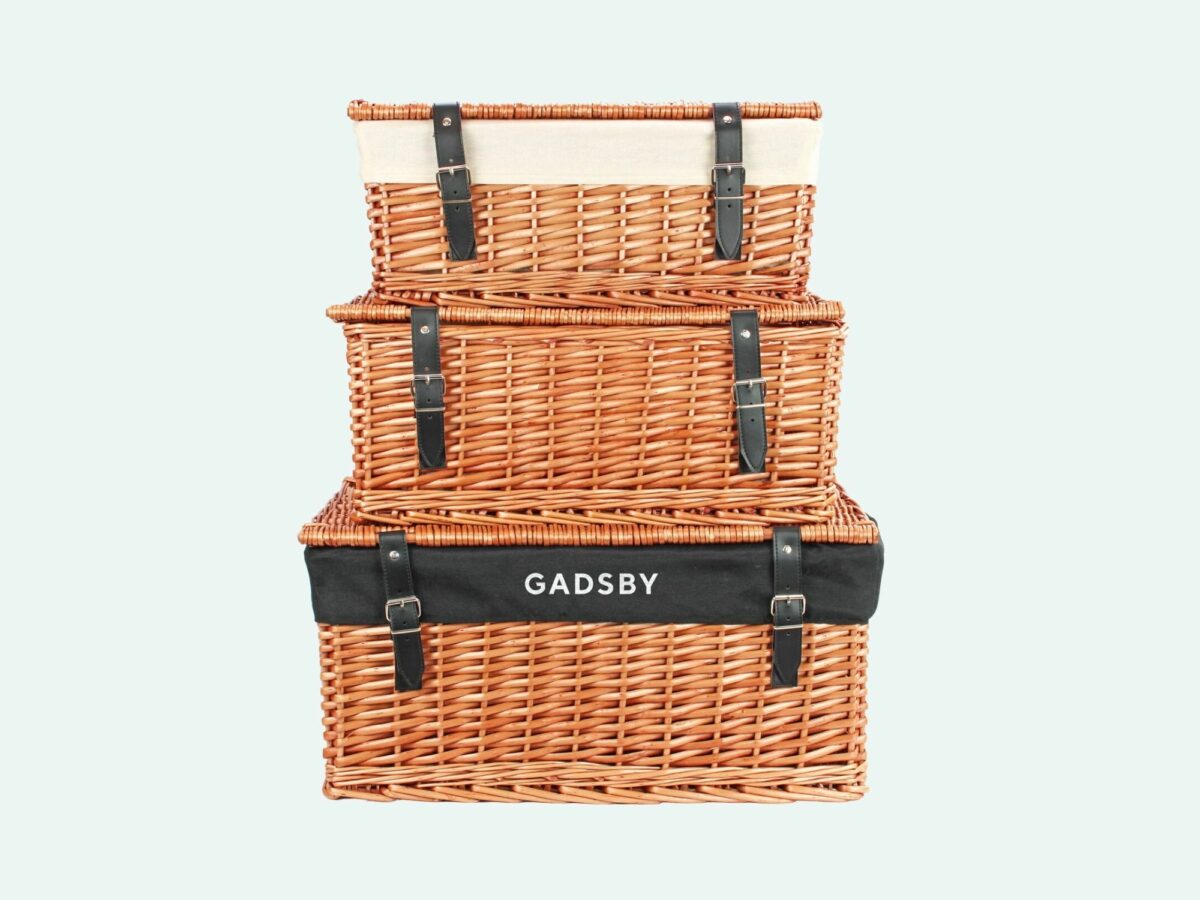 Split willow hamper and liners