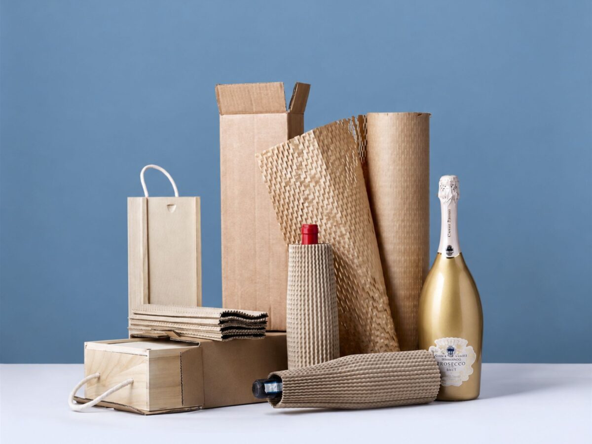 Selecting of wooden bottle boxes and the relevant transit packaging to go with the hampers