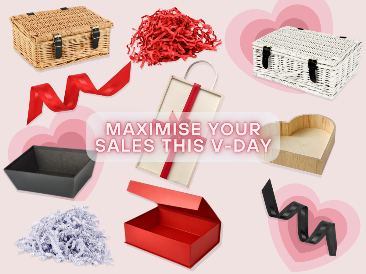 Selection of Valentine's day gift packaging products