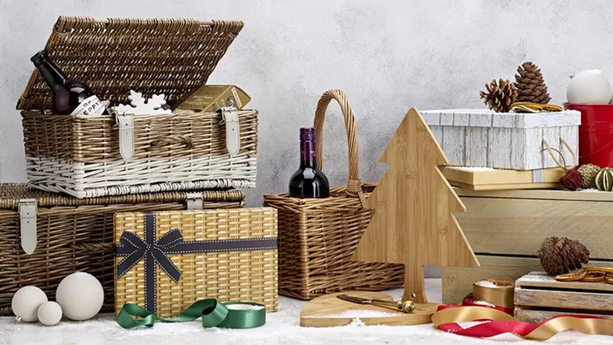 Hampers with Christmas packaging