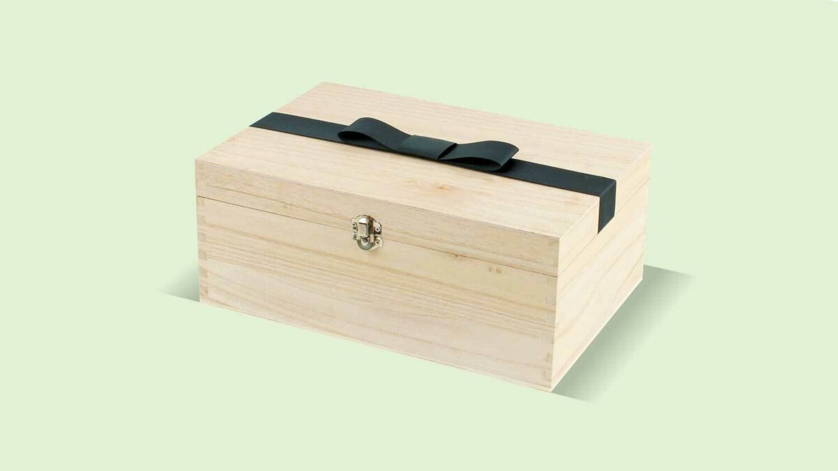 Wooden Hamper Box with Bow