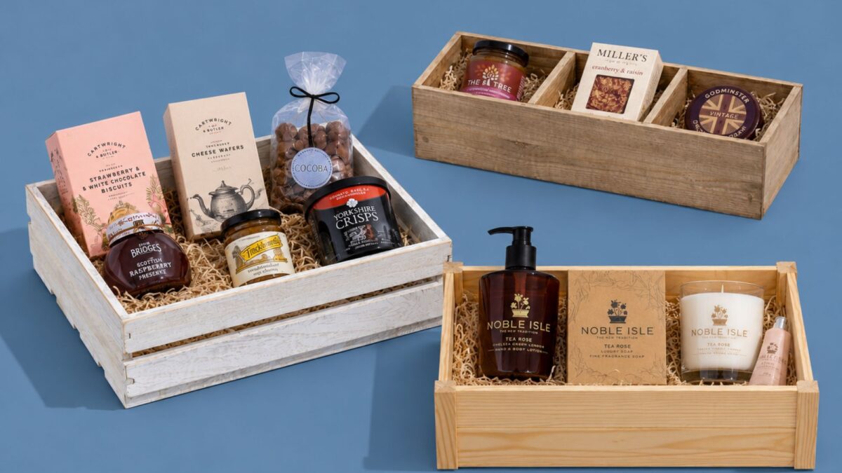 Wooden crates for gift hampers