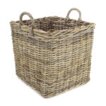 Large Square Kubu Rattan Storage Basket with Handles