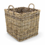 Large Square Kubu Rattan Storage Basket with Handles