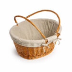 Large Lined Shopping Basket - Buff