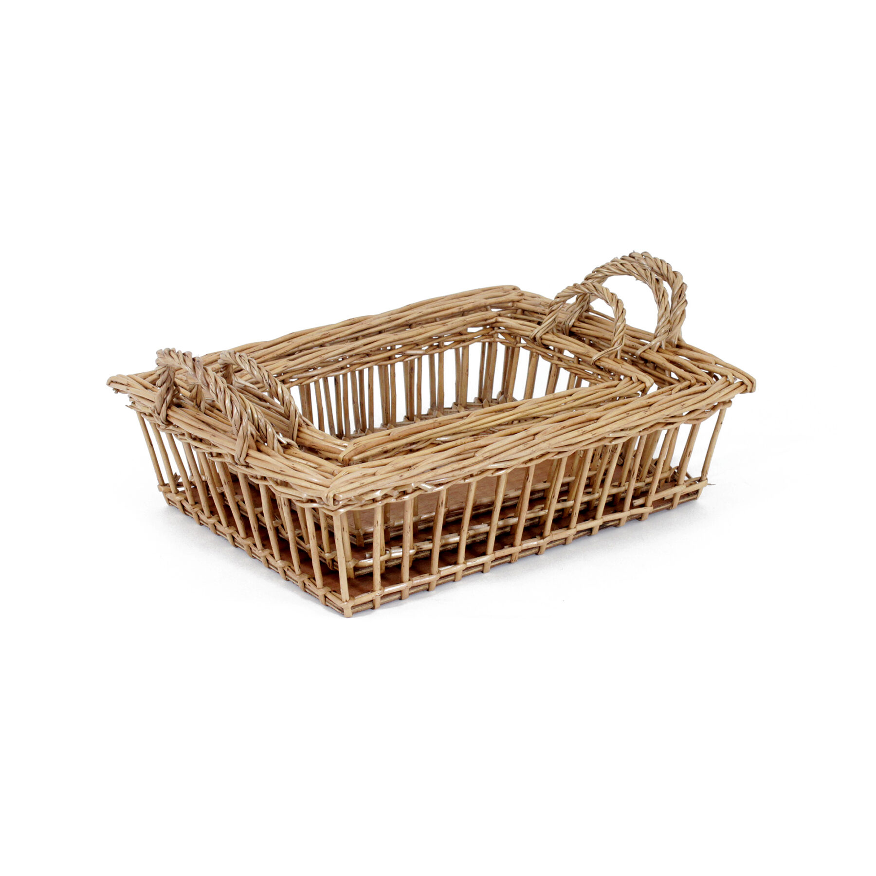 Set of 3 Rectangular Baskets with Handles
