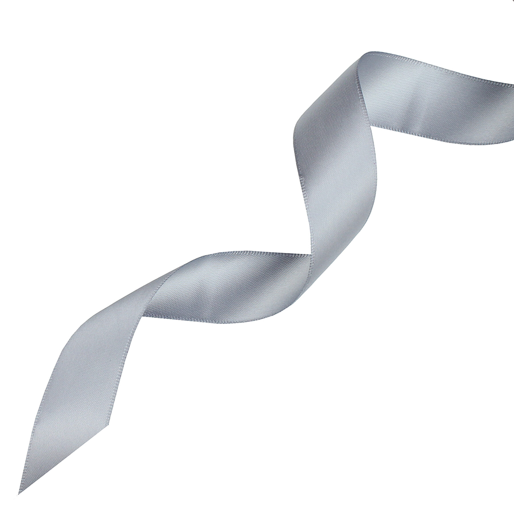 Silver 2nd Ribbon Silver Double-Faced Satin Ribbon - 25m | Gadsby