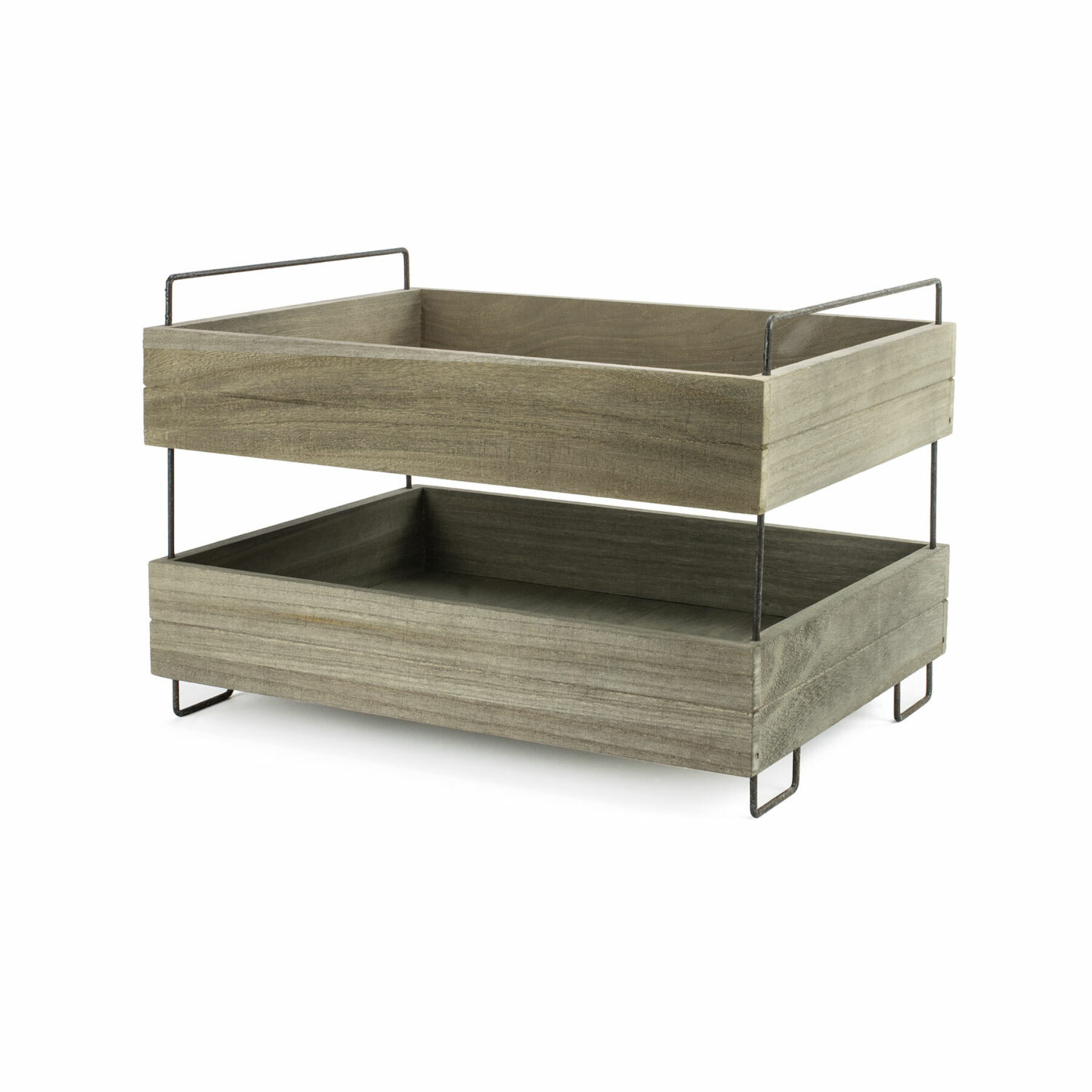 2 Tier Closed Wood & Wire Stand