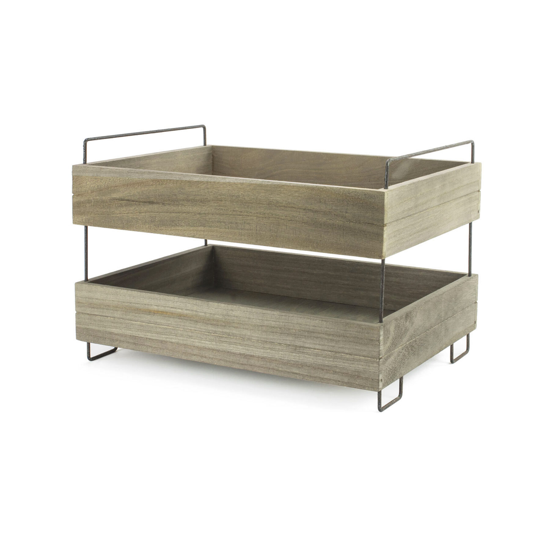 2 Tier Closed Wood & Wire Stand