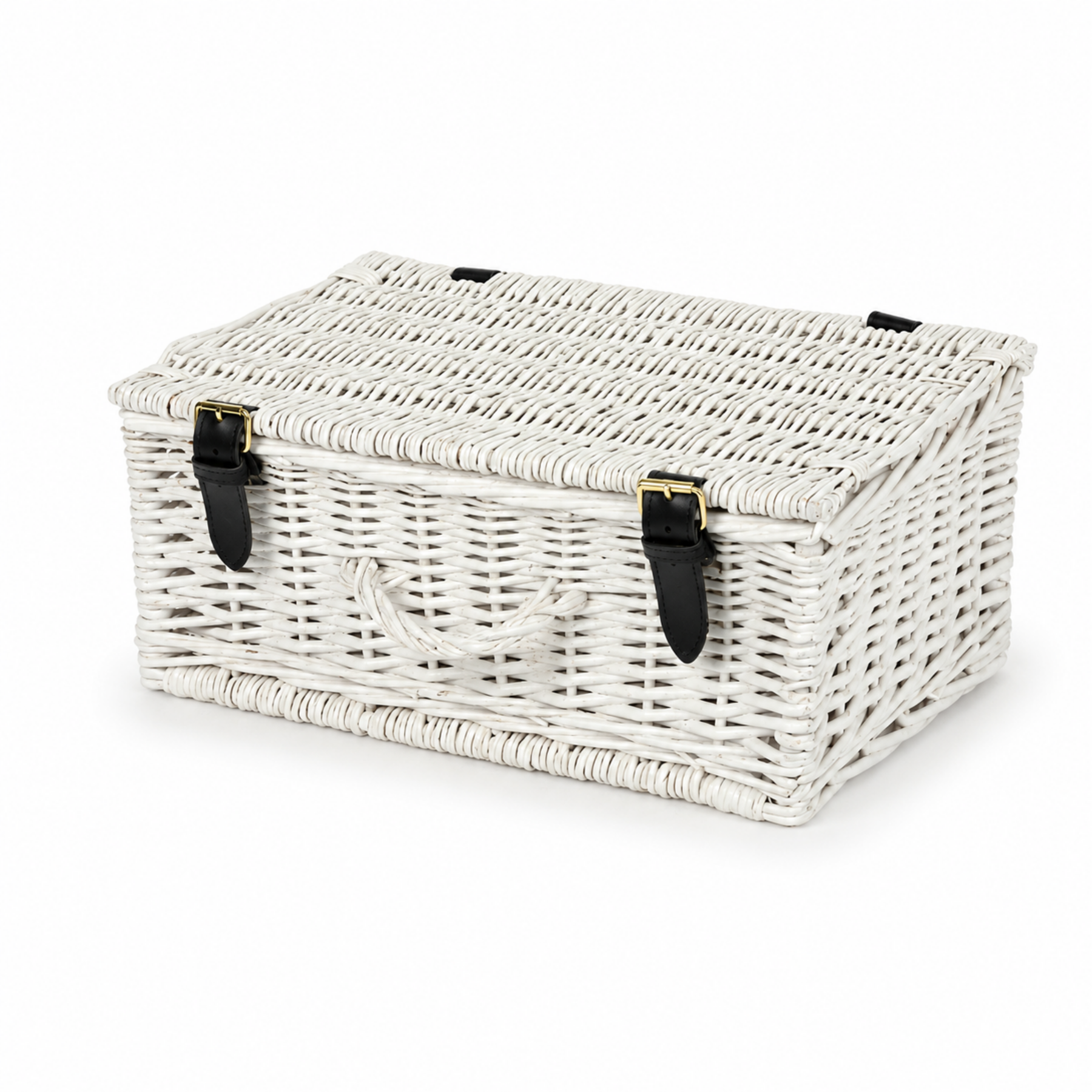 14 Inch Wicker Hamper Basket - White