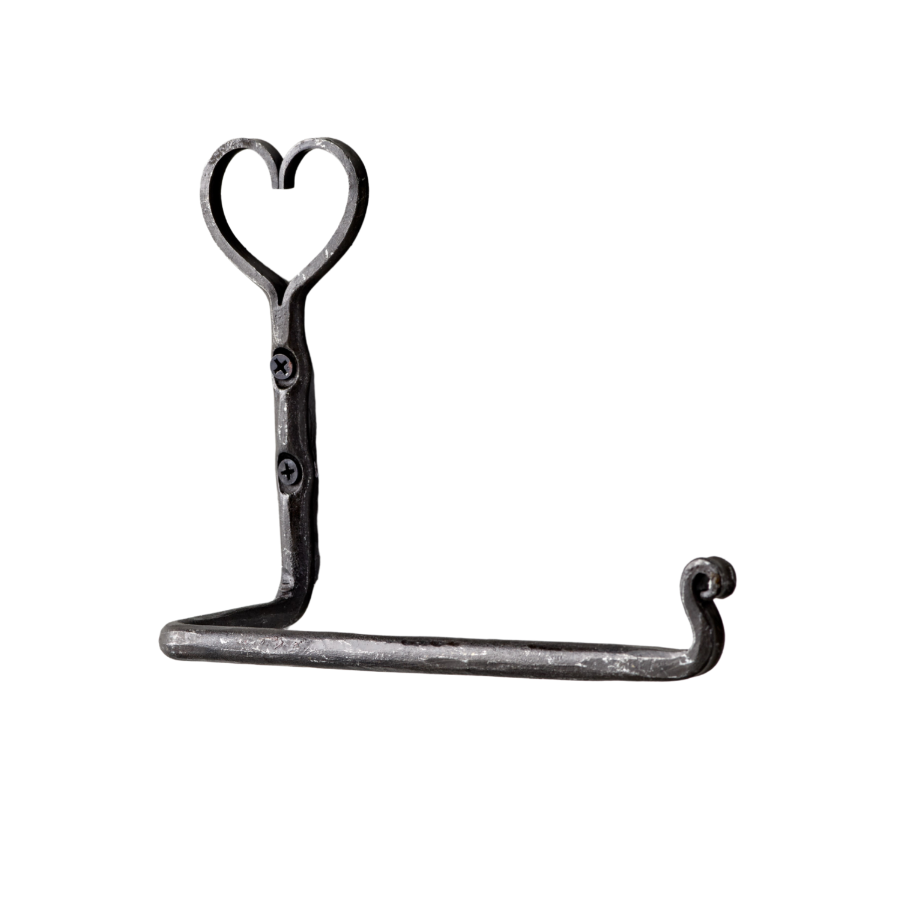 Black Iron Heart-Motif Toilet Tissue Holder