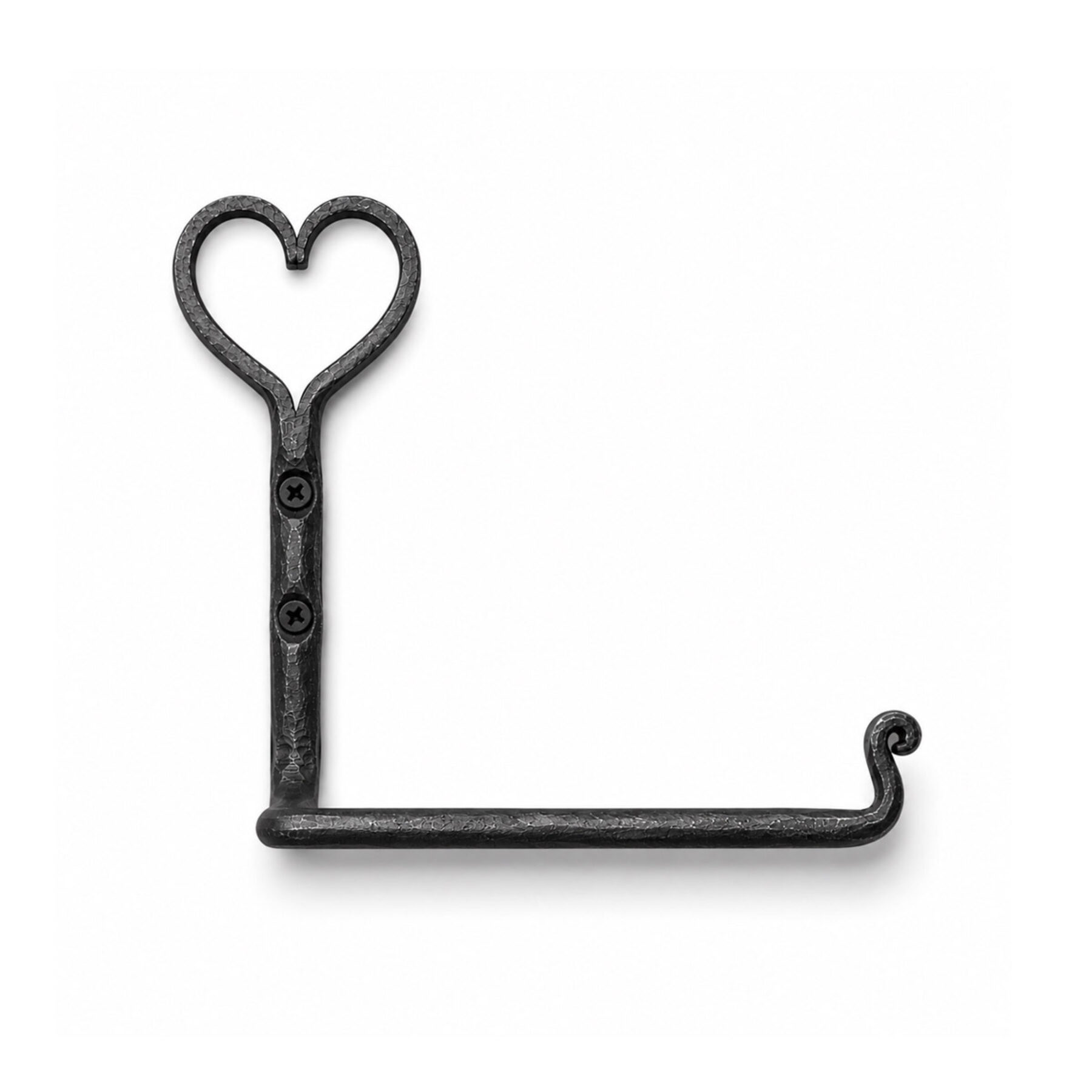 Black Iron Heart-Motif Toilet Tissue Holder