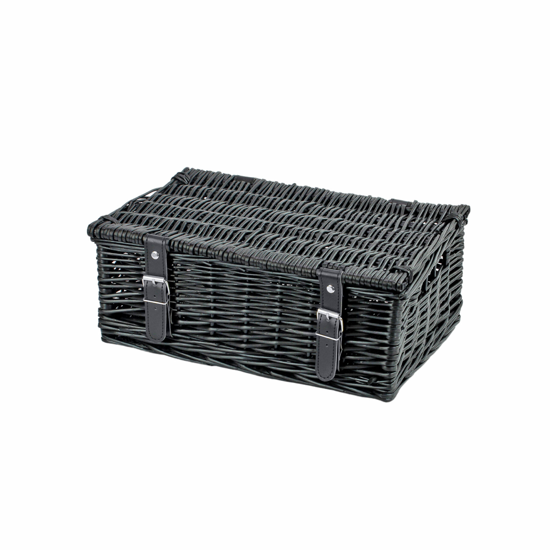 14 Inch Wicker Hamper Basket - Black