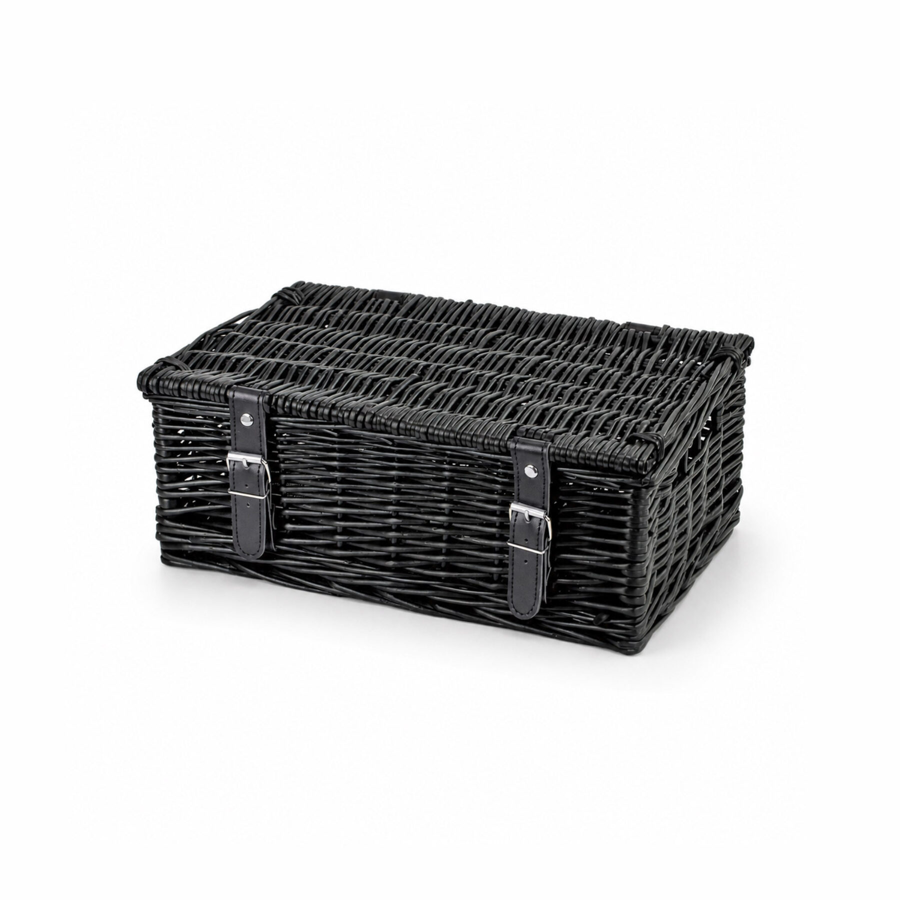 14 Inch Wicker Hamper Basket - Black