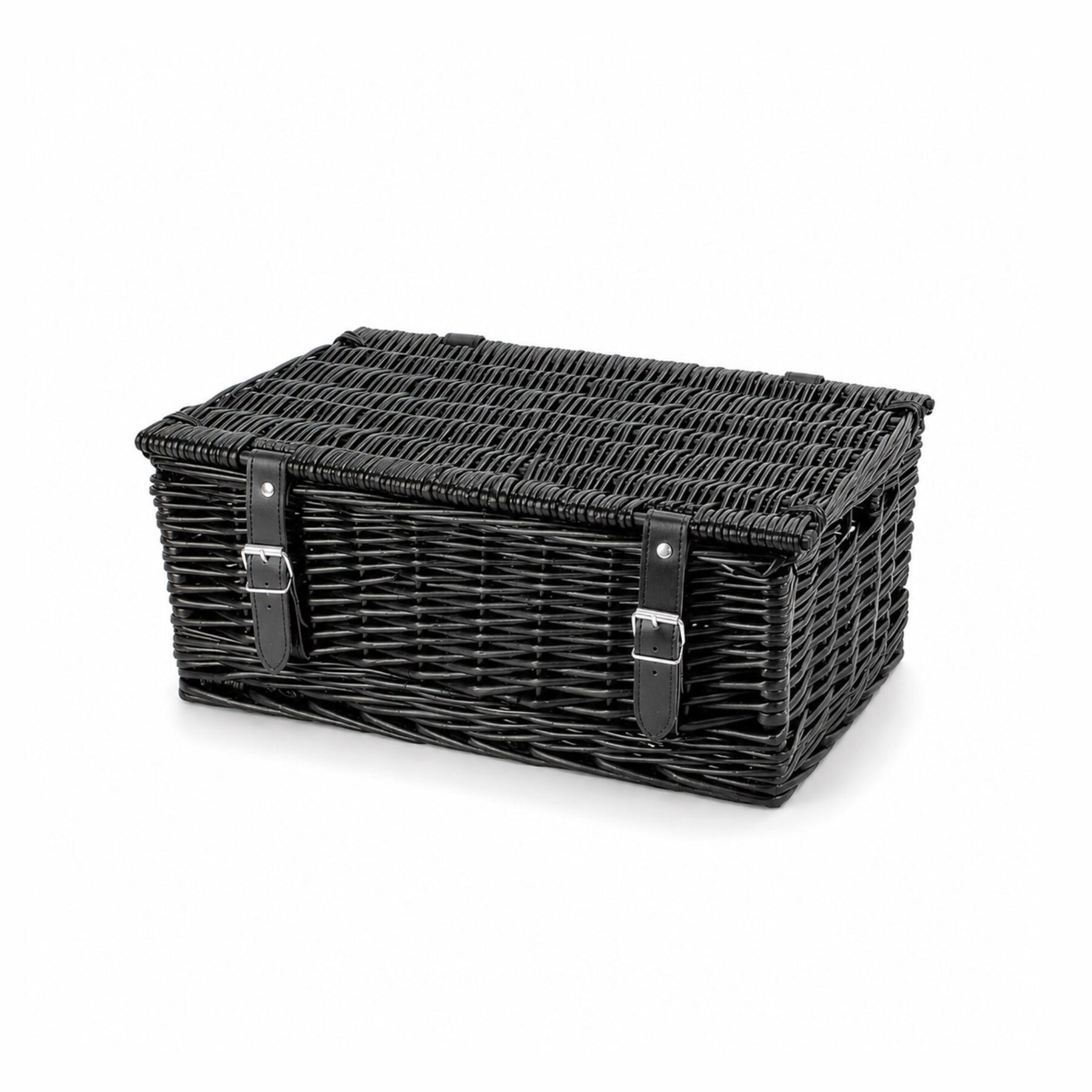 16 Inch Wicker Hamper Basket - Black