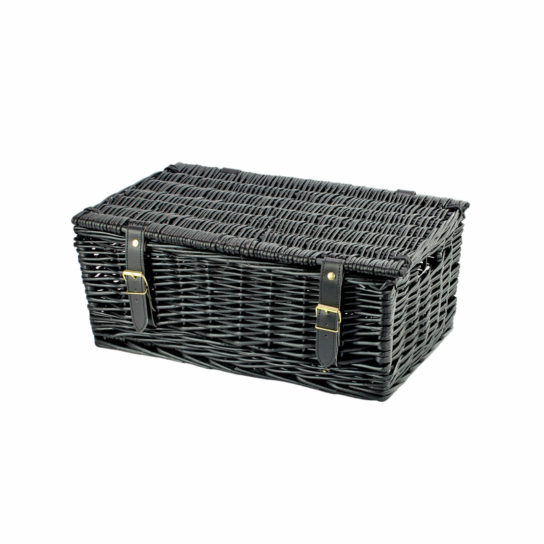 16 Inch Wicker Hamper Basket - Black