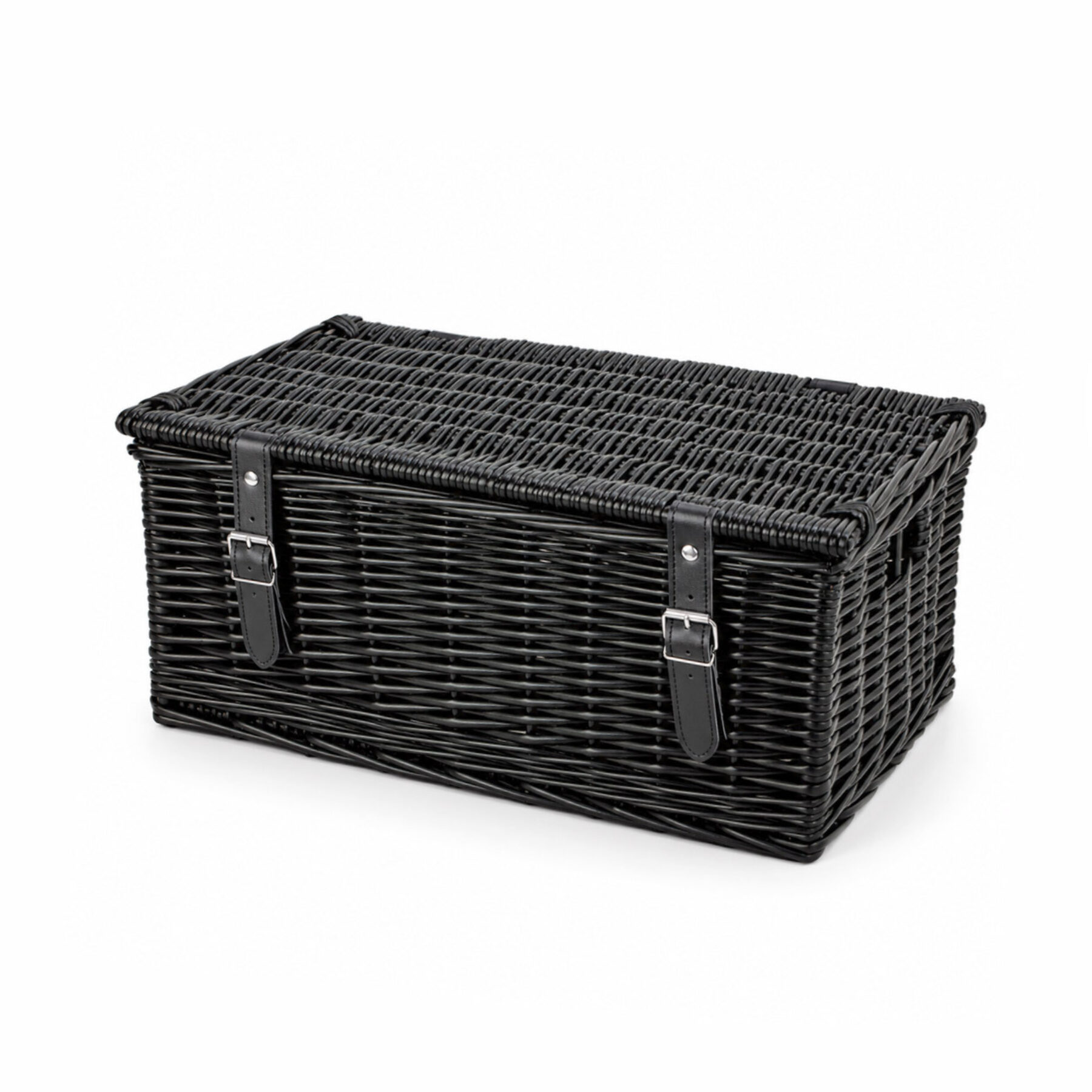 18 Inch Wicker Hamper Basket - Black