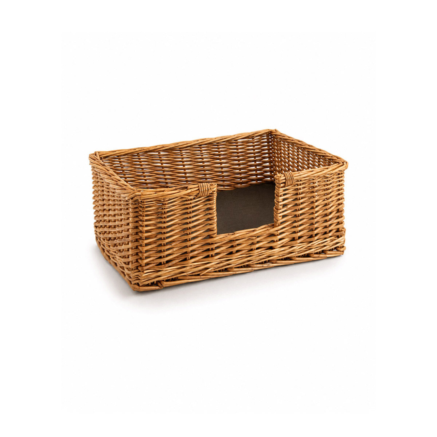 Small Rectangular Wicker Pet Bed & Cushion