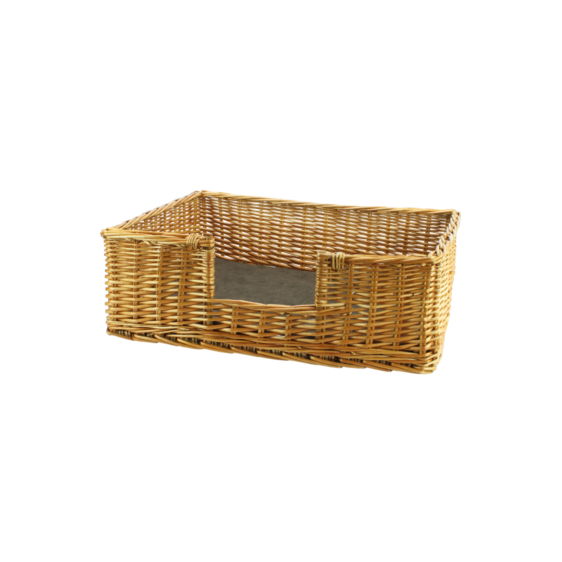 Small Rectangular Wicker Pet Bed & Cushion
