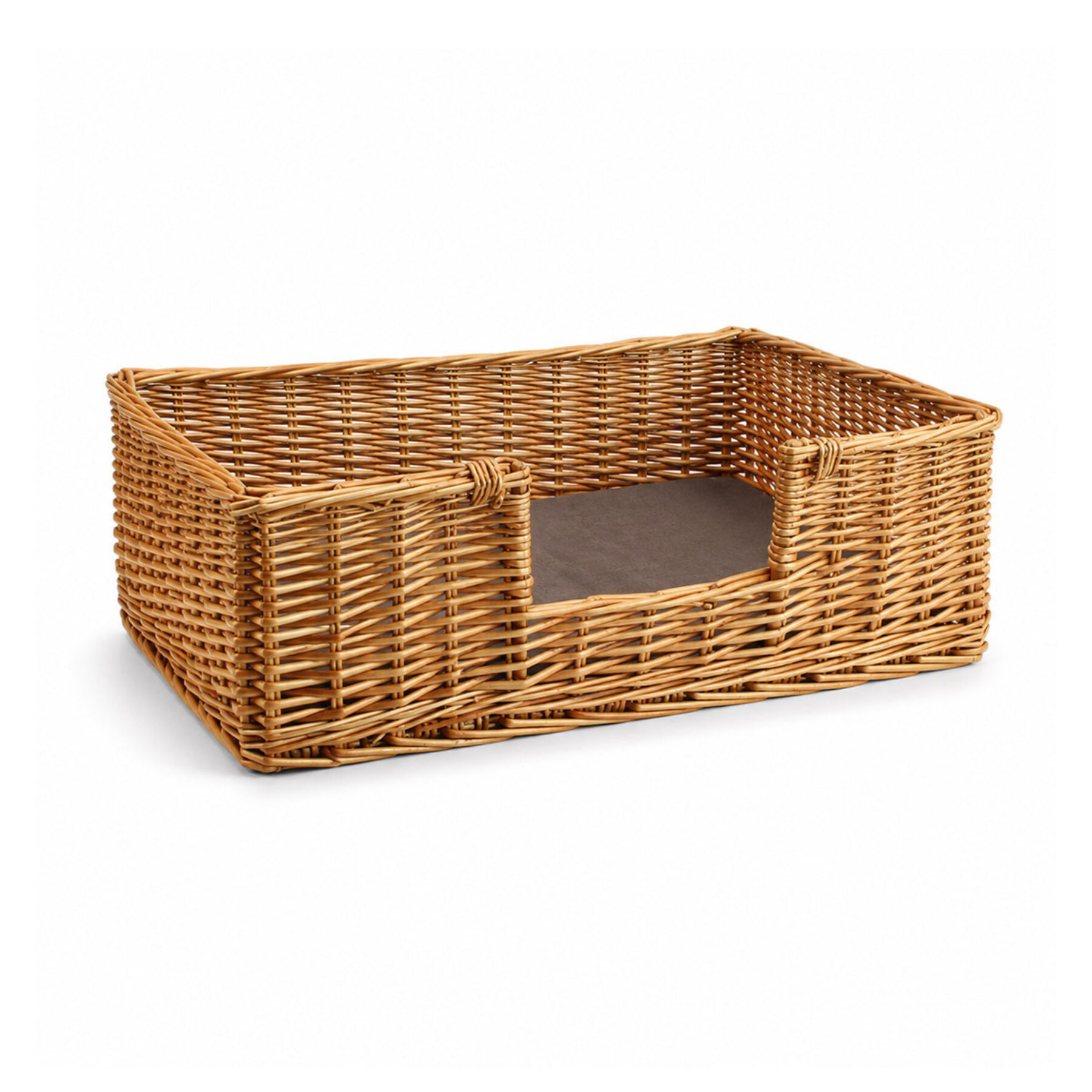 Medium Wicker Rectangular Pet Bed & Cushion