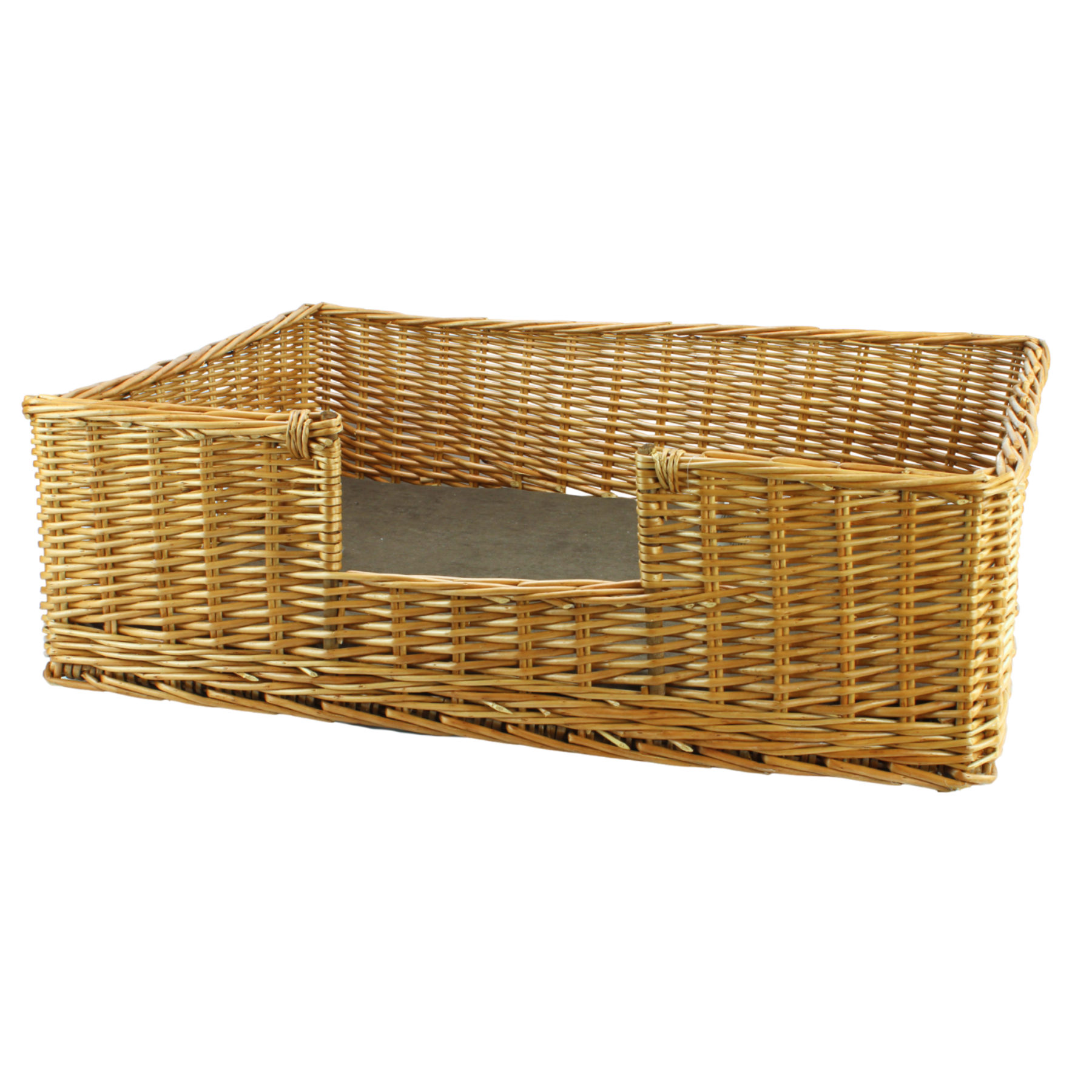 Large Wicker Rectangular Pet Bed & Cushion