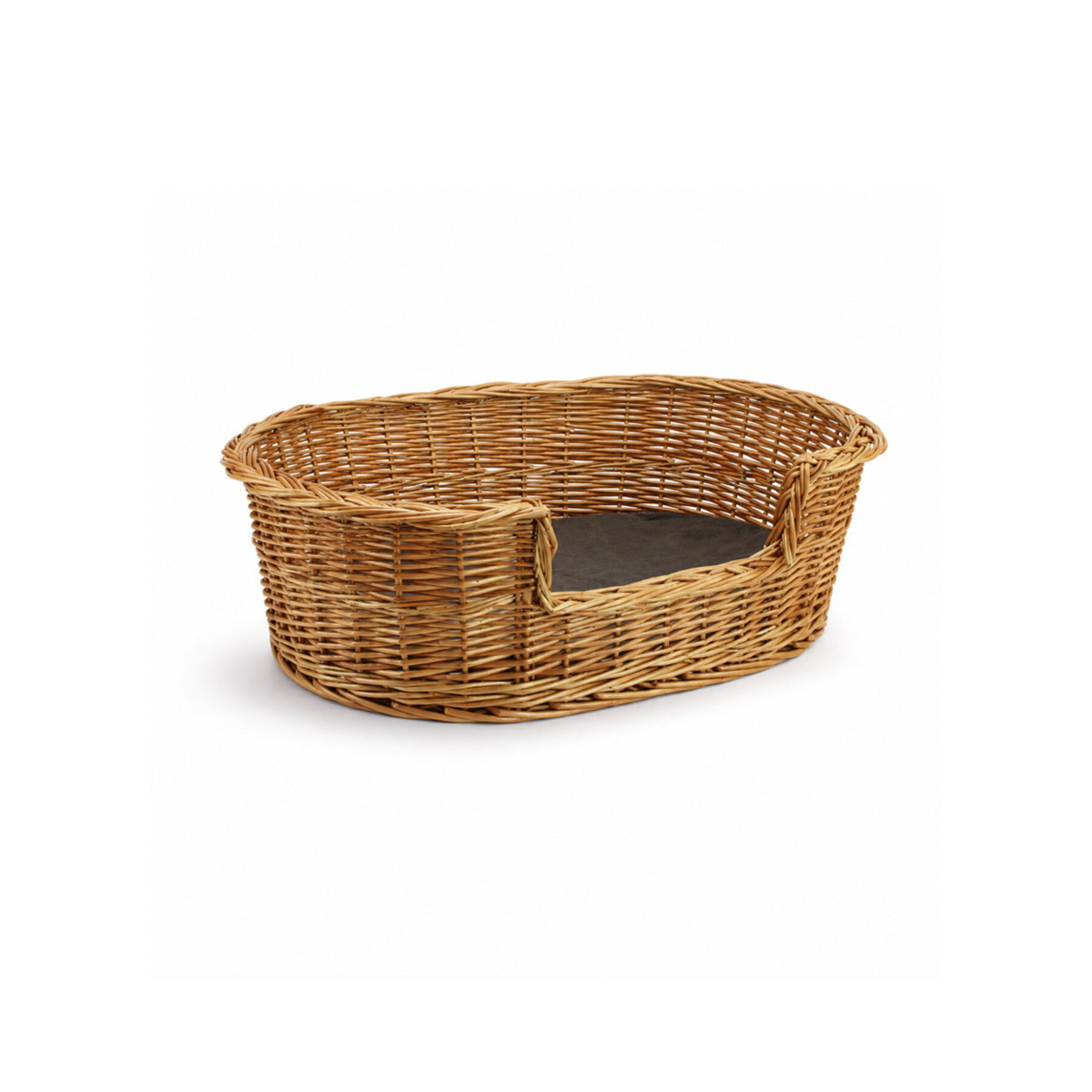 Small Wicker Oval Pet Bed & Cushion