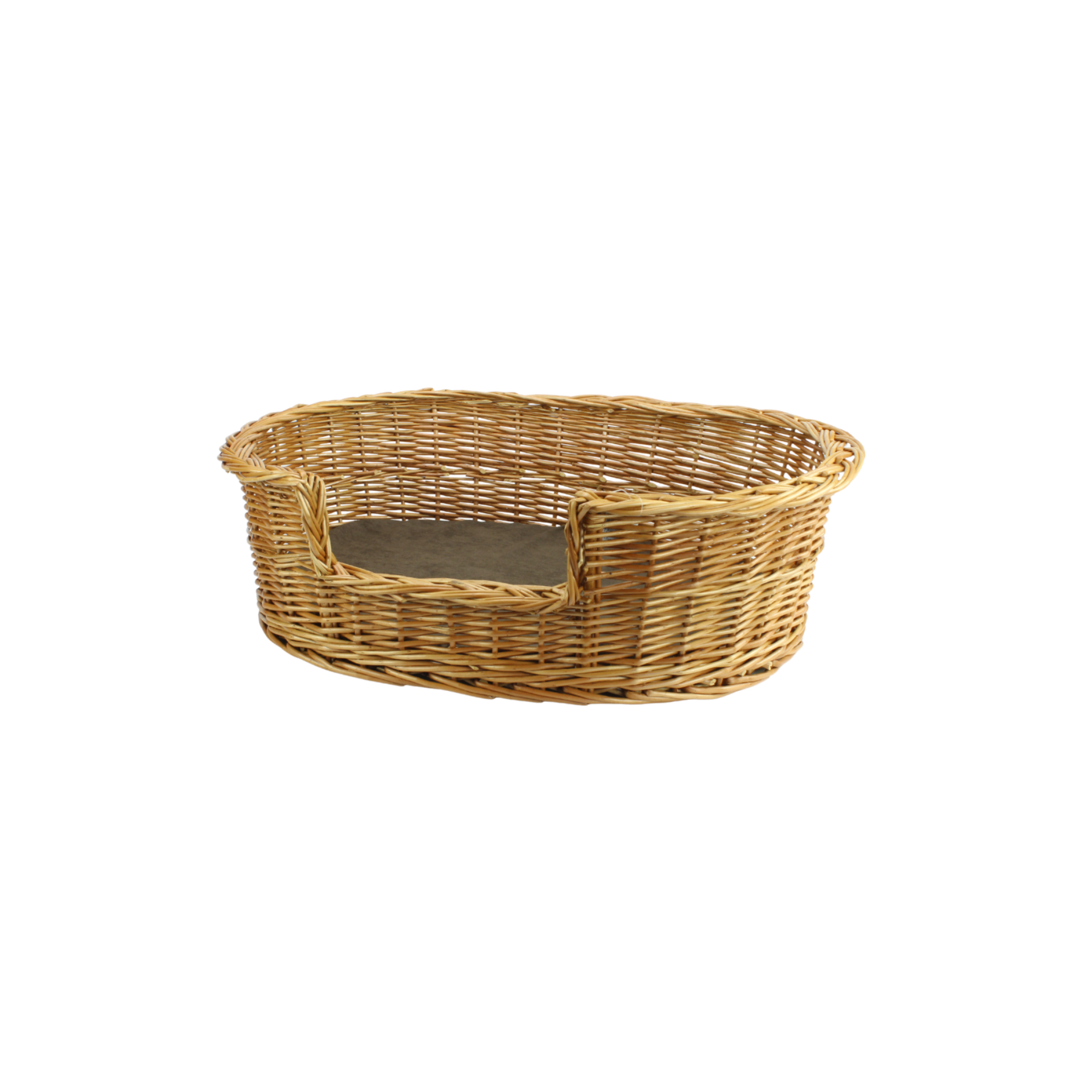 Small Wicker Oval Pet Bed & Cushion