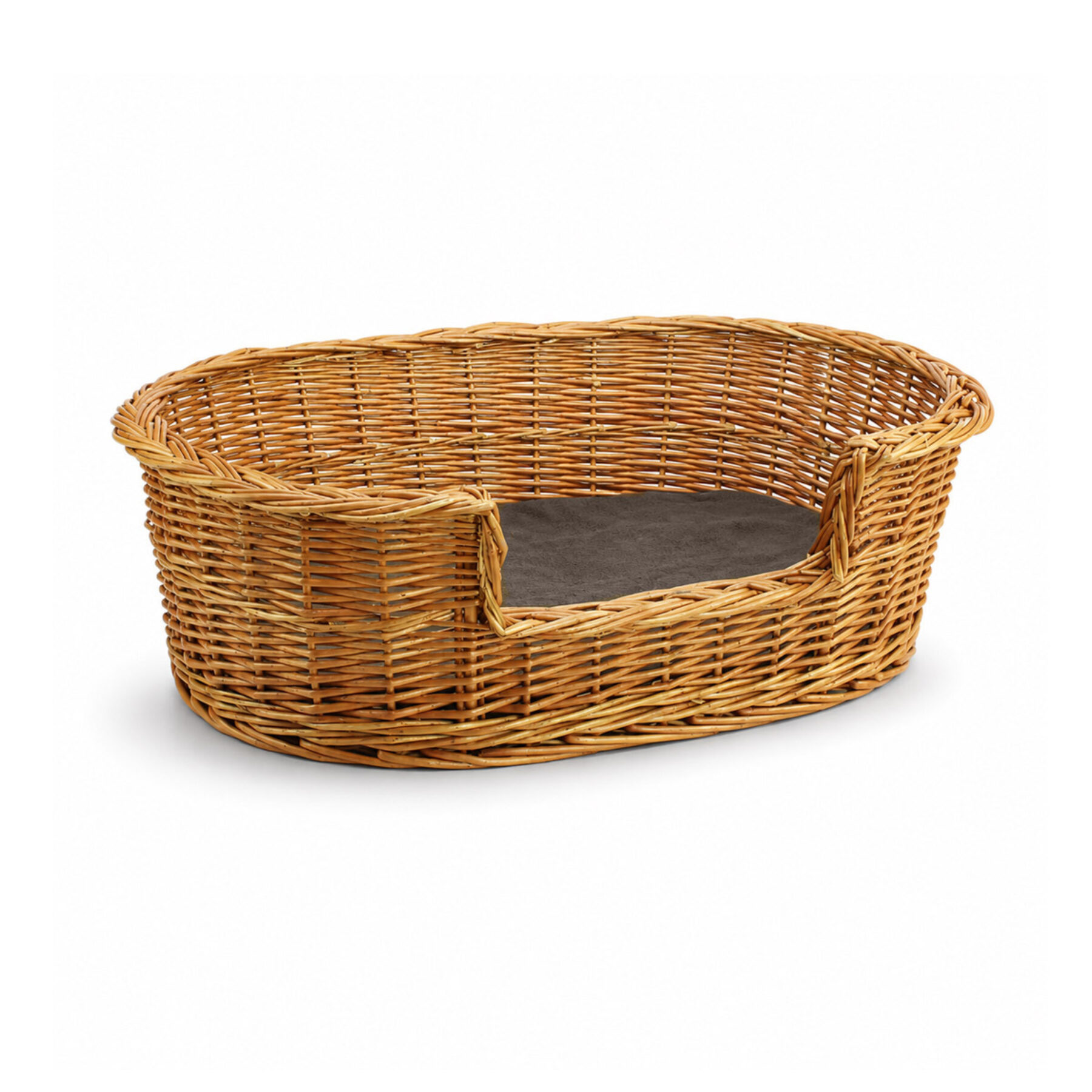 Medium Wicker Oval Pet Bed & Cushion