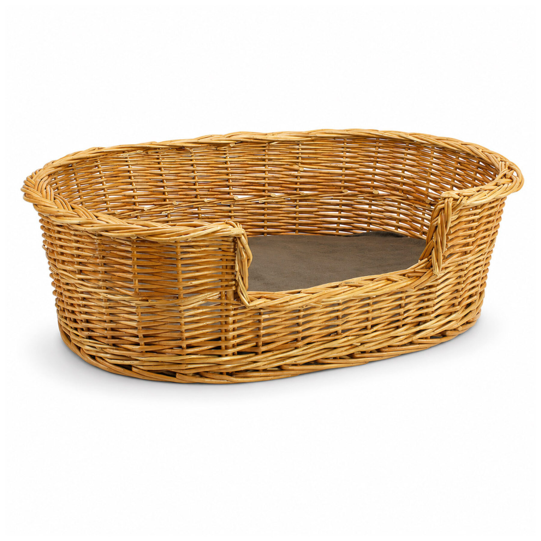 Large Wicker Oval Pet Bed & Cushion