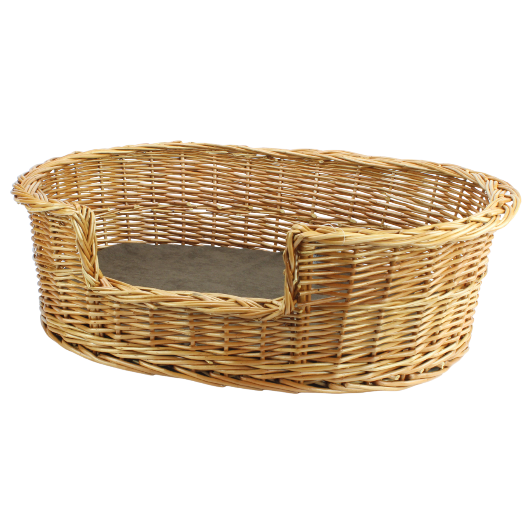 Large Wicker Oval Pet Bed & Cushion